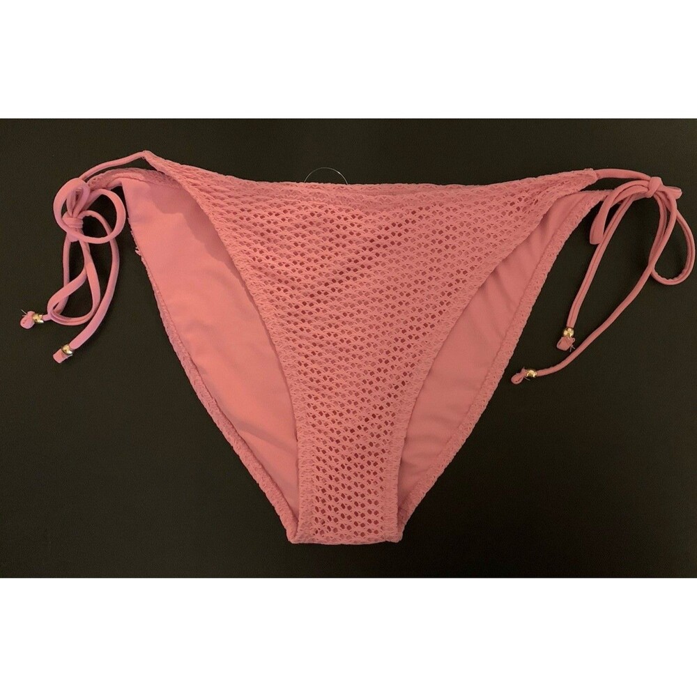 Power 2 The Flower Womens Size XL Pink Crochet Side Tie Bikini Bottoms